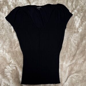 Express Black Knit V-Neck Blouse